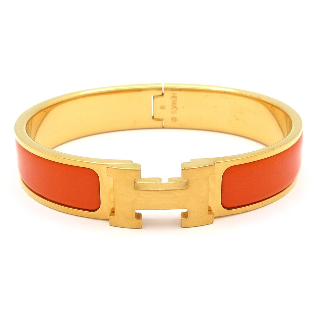 Hermès Click-Clack Ash Bangle Orange Gold
